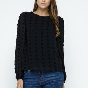Black Swiss Dot Blouse